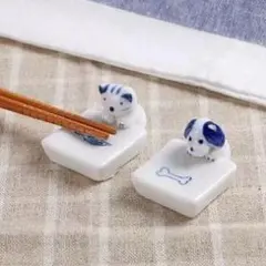 犬猫デザイン 陶器製箸置き 2個セット