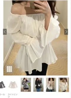 (F)新品！GRL 袖2Wayシアーシャーリングペプラムブラウス fl001