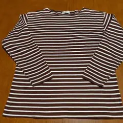 【良品】McGREGORボートネック 茶色×白ボーダー長袖Tシャツ