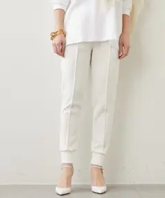 Whim Gazette 裾リブジョガーパンツ オフ白 F きれいめ日本製
