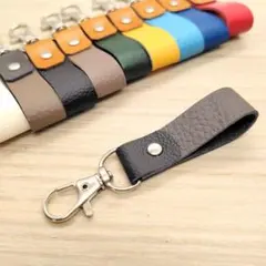 キーホルダー バイカラー 【ダークグレー】 チャーム 小さい 革 ストラップ