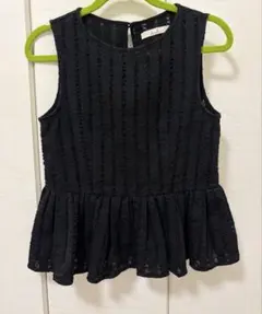 dazzlin ノースリーブ ペプラム レース トップス ブラック