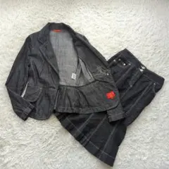 ヴィヴィアンウエストウッド デニムセットアップ オーブ 刺繍ロゴ 銀ボタン