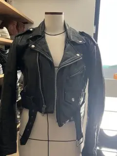 ブラック レザーダブルライダースジャケット