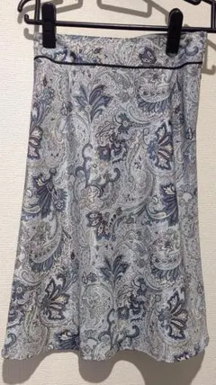 ペイズリー柄 フレアスカート 青系