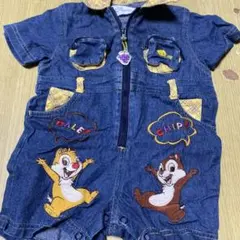 チップとデール刺繍デニムロンパース　80㎝
