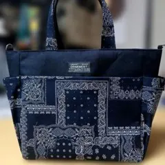 バンダナ、ペイズリー柄のポケットいっぱいトートバッグハンドメイド