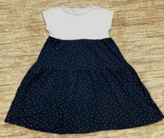 半袖ワンピース ネイビー×ライトブルー 140