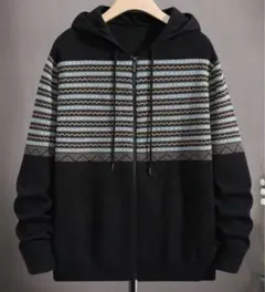 幾何学模様 メンズ ジップパーカー Mサイズ