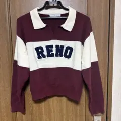 バーガンディ/ホワイト ニットセーター