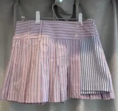 【美品】ZARA ピンクブルー ストライプ ミニスカート(ショートパンツ付)