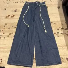 GU デニム ロープベルト ワイドパンツ