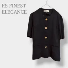 【F.S FINEST ELEGANCE】半袖　ノーカラージャケット 透け感のサムネイル