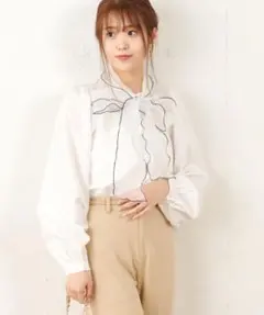 NICE CLAUP  オーガンジーボウタイブラウス