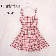 クリスチャンディオール 定価50万　ひめか　シルク　チェックワンピース ベルトのサムネイル