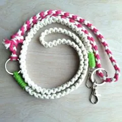 マクラメハンドメイド スマホショルダーストラップ 長さ調節可 白 黄緑 ピンク