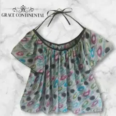 美品✨グレースコンチネンタル ラメ入りカラフル 袖フリルオフショルダーブラウスのサムネイル