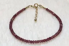 ロードライトガーネットボタンカットビーズ ブレスレット 14kgf 天然石