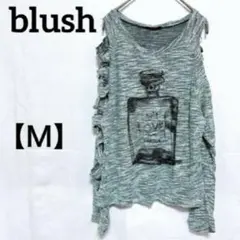 輸入古着【blush】 スリーブカットアウト Tシャツ グリーン系　Ｍsize
