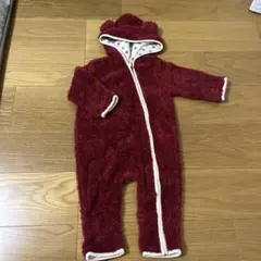 Benesse フード付きバーガンディロンパース　カバーオール