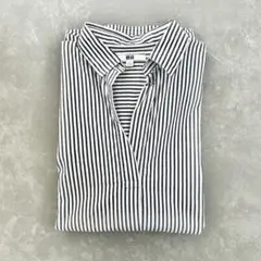 UNIQLO ユニクロ ストライプ スキッパーシャツ 長袖 S