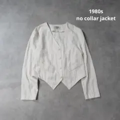 VINTAGE / 80s ノーカラー ホワイト ジャケット 40 ユーロ 古着のサムネイル