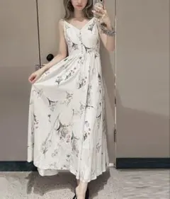 FRAY I.D ボタニカルプリントキャミソールワンピース　ホワイト