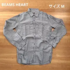 BEAMS HEART ストライプ 長袖シャツ ポケット付き