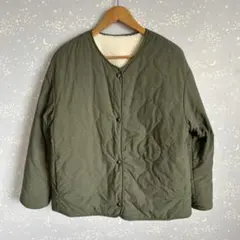 ユニクロカーキボア ナイロン ジャケット　リバーシブル　Lサイズ