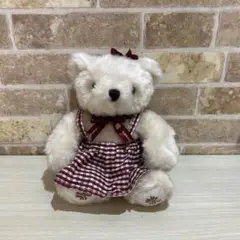 くまのぬいぐるみチェック柄ドレス