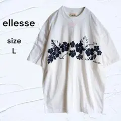 タグ付き✩ ellesse 白 ハイビスカスプリント Tシャツ L ユニセックスのサムネイル