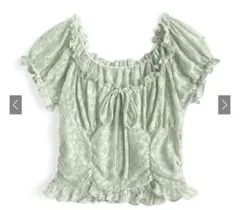 GRL グレイル 2Wayレースパフスリーブブラウス dk1484 グリーン L