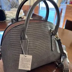 グレー クロコダイル風 ハンドバッグ