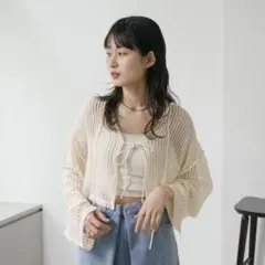 Kastane カットレースカーディガン