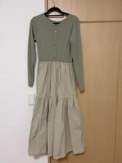 URBAN RESEARCH ティアードスカートドッキングワンピース グリーン