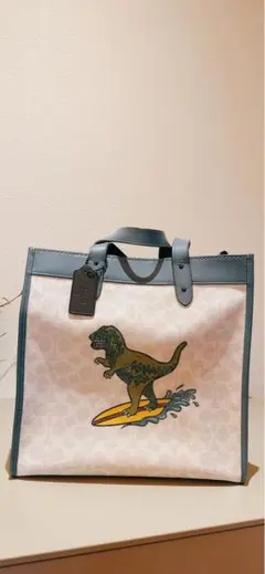 COACH コーチ 2WAY トートバッグ ショルダー恐竜 ダイナソー 美品のサムネイル