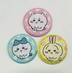ちいかわ　刺繍缶バッジ  ちいかわ　ハチワレ　うさぎ　3個セット①
