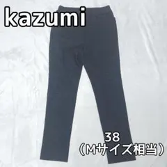 kazumi 38 M パンツ 総柄 幾何学模様 黒 ストレッチ 美脚 伸縮性