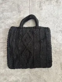黒 ニット トートバッグ