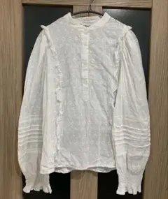 美品 ヒッピネス hippi レース ブラウス シャツ カットワーク 白 綿 
