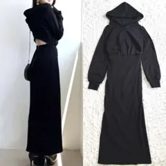 【美品】RESEXXY バックオープンフーディワンピース ロングワンピース