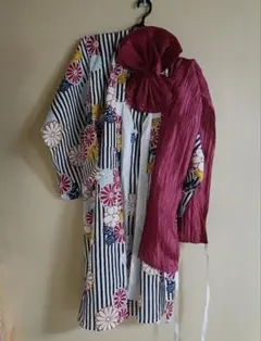 新品 京越 キッズ 浴衣 120サイズ 子供 女の子 浴衣セット 浴衣と兵児帯のサムネイル