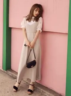 【即購入可◎】花柄チュールトップス×バックリボンワンピ