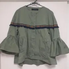 処分　ザラ フレアジャケット カーキ M