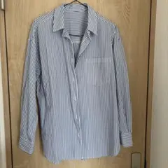 GU ストライプシャツ　Mサイズ　ブルー