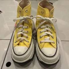 コンバース イエロー 厚底 ハイカットスニーカー