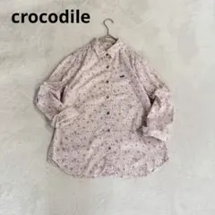 クロコダイル　シャツ　花柄 長袖シャツ Mサイズ ピンク系