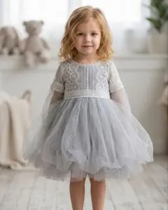 フォーマルドレス グレー チュール　90〜95cm