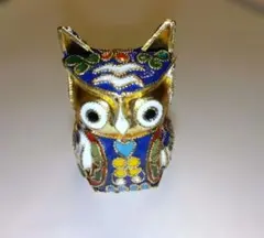 カラフル　フクロウ　置物　七宝焼　不苦労　福来郎　縁起物