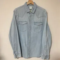 【古着】H&M アメカジ　メンズ デニムシャツ 長袖 ライトブルーのサムネイル